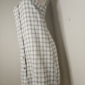 NY Collection Asymmetrical Plaid Dress - Black and White